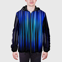 Куртка с капюшоном мужская Neon line stripes, цвет: 3D-черный — фото 2