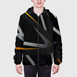 Куртка с капюшоном мужская Спортивная геометрия полосы, цвет: 3D-черный — фото 2