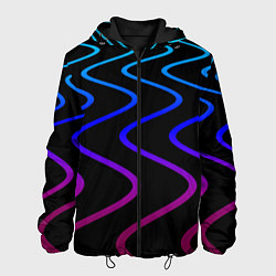 Куртка с капюшоном мужская Волновой неоновый растр, цвет: 3D-черный