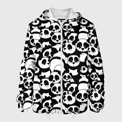 Куртка с капюшоном мужская Чёрно-белые панды, цвет: 3D-белый