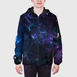 Куртка с капюшоном мужская Сияние галактик Космос, цвет: 3D-черный — фото 2