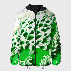 Куртка с капюшоном мужская Узор зелени-арт, цвет: 3D-черный