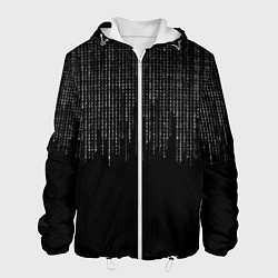 Куртка с капюшоном мужская Матрица из цифр и иероглифов, цвет: 3D-белый