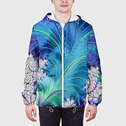 Куртка с капюшоном мужская Авангардная фрактальная композиция, цвет: 3D-белый — фото 2