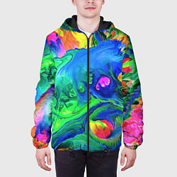 Куртка с капюшоном мужская Яркие всплески краски - импрессионизм, цвет: 3D-черный — фото 2
