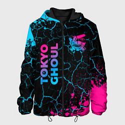 Куртка с капюшоном мужская Tokyo Ghoul - neon gradient: надпись, символ, цвет: 3D-черный