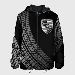 Куртка с капюшоном мужская Porsche tire tracks, цвет: 3D-черный