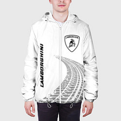 Куртка с капюшоном мужская Lamborghini speed на светлом фоне со следами шин:, цвет: 3D-белый — фото 2