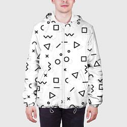 Куртка с капюшоном мужская Разные геометрические фигуры, цвет: 3D-белый — фото 2