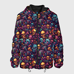 Куртка с капюшоном мужская Россыпь мелких разноцветных черепков, цвет: 3D-черный