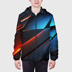 Куртка с капюшоном мужская Абстрактные разломы, цвет: 3D-черный — фото 2