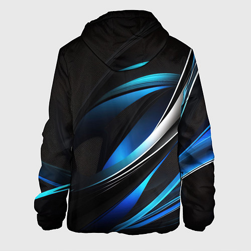 Мужская куртка Абстрактные синие и белые линии на черном фоне / 3D-Черный – фото 2