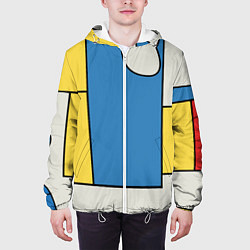 Куртка с капюшоном мужская Абстракция в стиле модерн, цвет: 3D-белый — фото 2