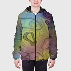 Куртка с капюшоном мужская Абстрактная жидкость, цвет: 3D-черный — фото 2