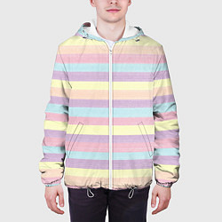 Куртка с капюшоном мужская Пастельные линии - текстура свитера, цвет: 3D-белый — фото 2