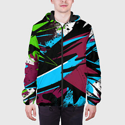 Куртка с капюшоном мужская Граффити текстура, цвет: 3D-черный — фото 2