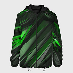 Куртка с капюшоном мужская Green black abstract, цвет: 3D-черный