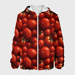Куртка с капюшоном мужская Сочная текстура из томатов, цвет: 3D-белый