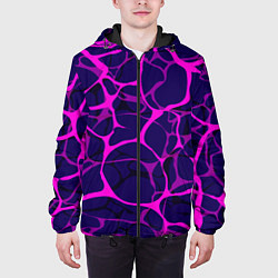 Куртка с капюшоном мужская Неоновая аниме вода, цвет: 3D-черный — фото 2