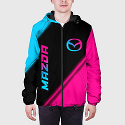 Куртка с капюшоном мужская Mazda - neon gradient: надпись, символ, цвет: 3D-черный — фото 2