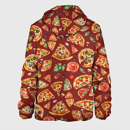 Мужская куртка Кусочки пиццы ассорти - акварельный паттерн / 3D-Черный – фото 2