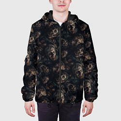 Куртка с капюшоном мужская Паттерн из реалистичных зомби, цвет: 3D-черный — фото 2