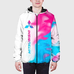 Куртка с капюшоном мужская Mitsubishi neon gradient style: по-вертикали, цвет: 3D-черный — фото 2