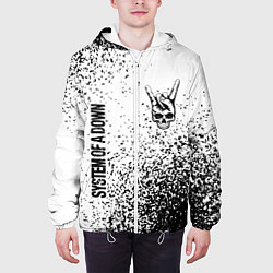 Куртка с капюшоном мужская System of a Down и рок символ на светлом фоне, цвет: 3D-белый — фото 2