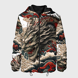 Куртка с капюшоном мужская Тату дракона в стиле Ирезуми, цвет: 3D-черный