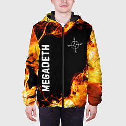 Куртка с капюшоном мужская Megadeth и пылающий огонь, цвет: 3D-черный — фото 2