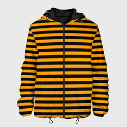 Куртка с капюшоном мужская Черно-оранжевые полосы - пчелиный образ, цвет: 3D-черный