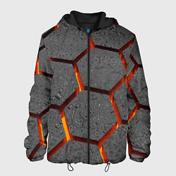 Куртка с капюшоном мужская Металлические плиты и лава, цвет: 3D-черный