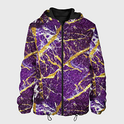 Куртка с капюшоном мужская Фиолетовые и золотые блестки, цвет: 3D-черный