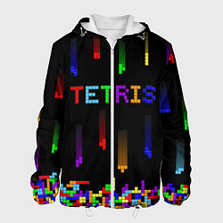 Куртка с капюшоном мужская Falling blocks tetris, цвет: 3D-белый
