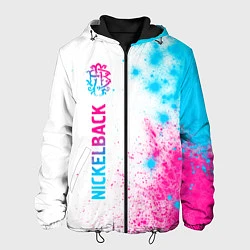 Куртка с капюшоном мужская Nickelback neon gradient style: по-вертикали, цвет: 3D-черный