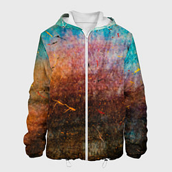 Куртка с капюшоном мужская Разноцветные тени и краски, цвет: 3D-белый