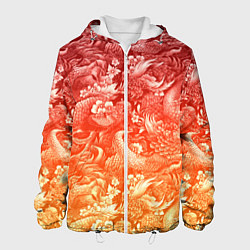 Куртка с капюшоном мужская Огненная татуировка с элементами дракона, цвет: 3D-белый
