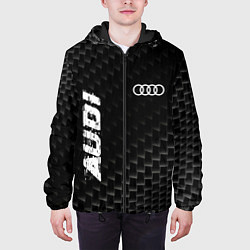 Куртка с капюшоном мужская Audi карбоновый фон, цвет: 3D-черный — фото 2