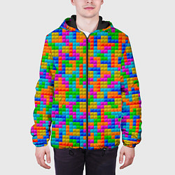 Куртка с капюшоном мужская Крупные блоки Тетрис, цвет: 3D-черный — фото 2