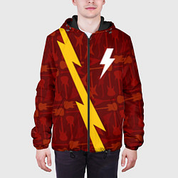 Куртка с капюшоном мужская AC DC гитары и молния, цвет: 3D-черный — фото 2