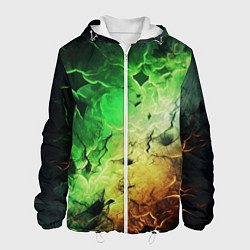 Куртка с капюшоном мужская Зеленый взрыв, цвет: 3D-белый
