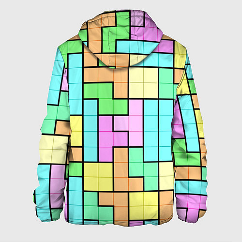 Мужская куртка Светлая стена из блоков Тетриса / 3D-Черный – фото 2