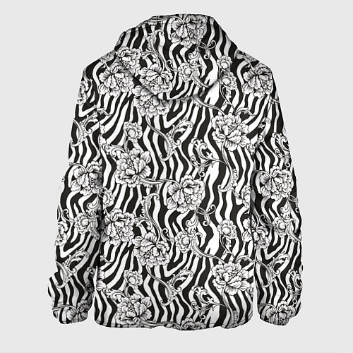 Мужская куртка Декоративные цветы на фоне зебры / 3D-Черный – фото 2