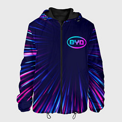 Куртка с капюшоном мужская BYD neon speed lines, цвет: 3D-черный