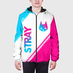 Куртка с капюшоном мужская Stray neon gradient style: надпись, символ, цвет: 3D-черный — фото 2