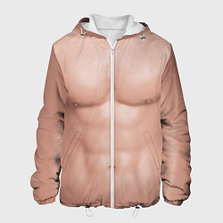 Куртка с капюшоном мужская Мужской торс качка с мышцами - идеальное тело с му, цвет: 3D-белый