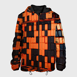 Куртка с капюшоном мужская Чёрные и оранжевые кубики, цвет: 3D-черный