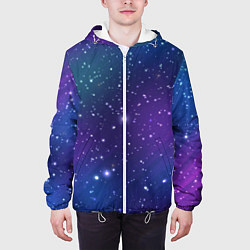 Куртка с капюшоном мужская Фиолетовая розовая звездная туманность в космосе, цвет: 3D-белый — фото 2
