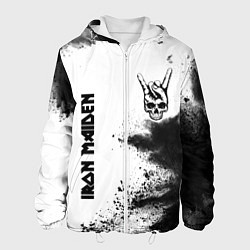 Куртка с капюшоном мужская Iron Maiden и рок символ на светлом фоне, цвет: 3D-белый