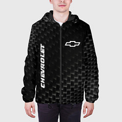 Куртка с капюшоном мужская Chevrolet карбоновый фон, цвет: 3D-черный — фото 2
